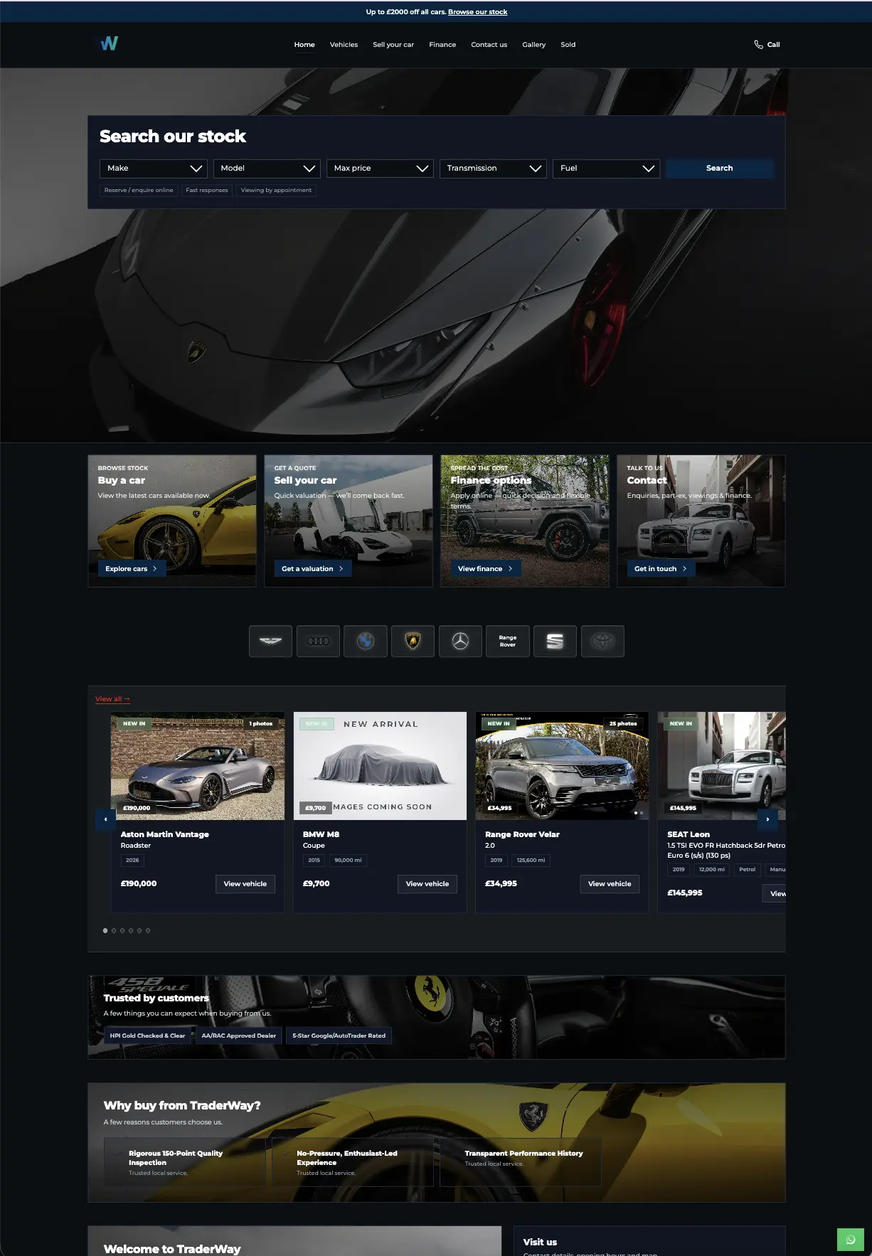 Dark Sharp dealer website theme preview