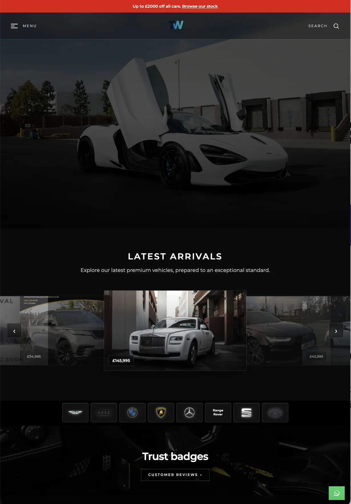 Touring dealer website theme preview
